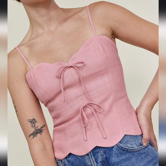 Reformation Doppio 100% Linen Tank Top in WHITE - Picture 9 of 9